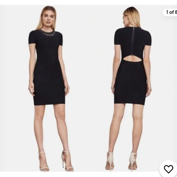 BCBGMAXAZRIA Kaylen Beaded Embellished Cutout Mini Dress Women’s Size M - Picture 2 of 8